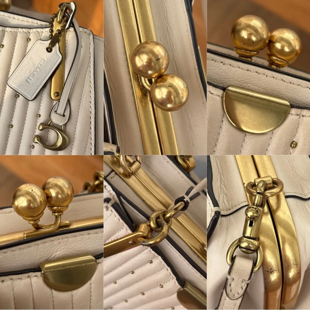 COACH Kisslock Dreamer 21 With Quilting And Rivets White
